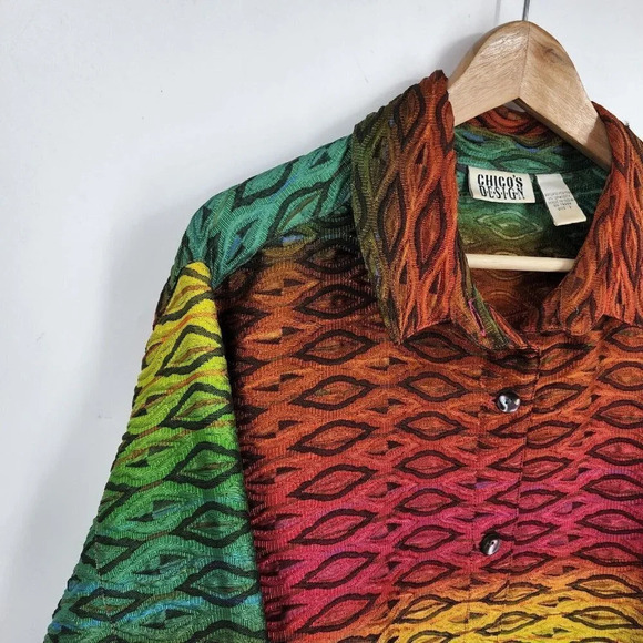 Chico's Women's Multi Color Oval Knit Collared Jacket Size XL - Picture 5 of 9